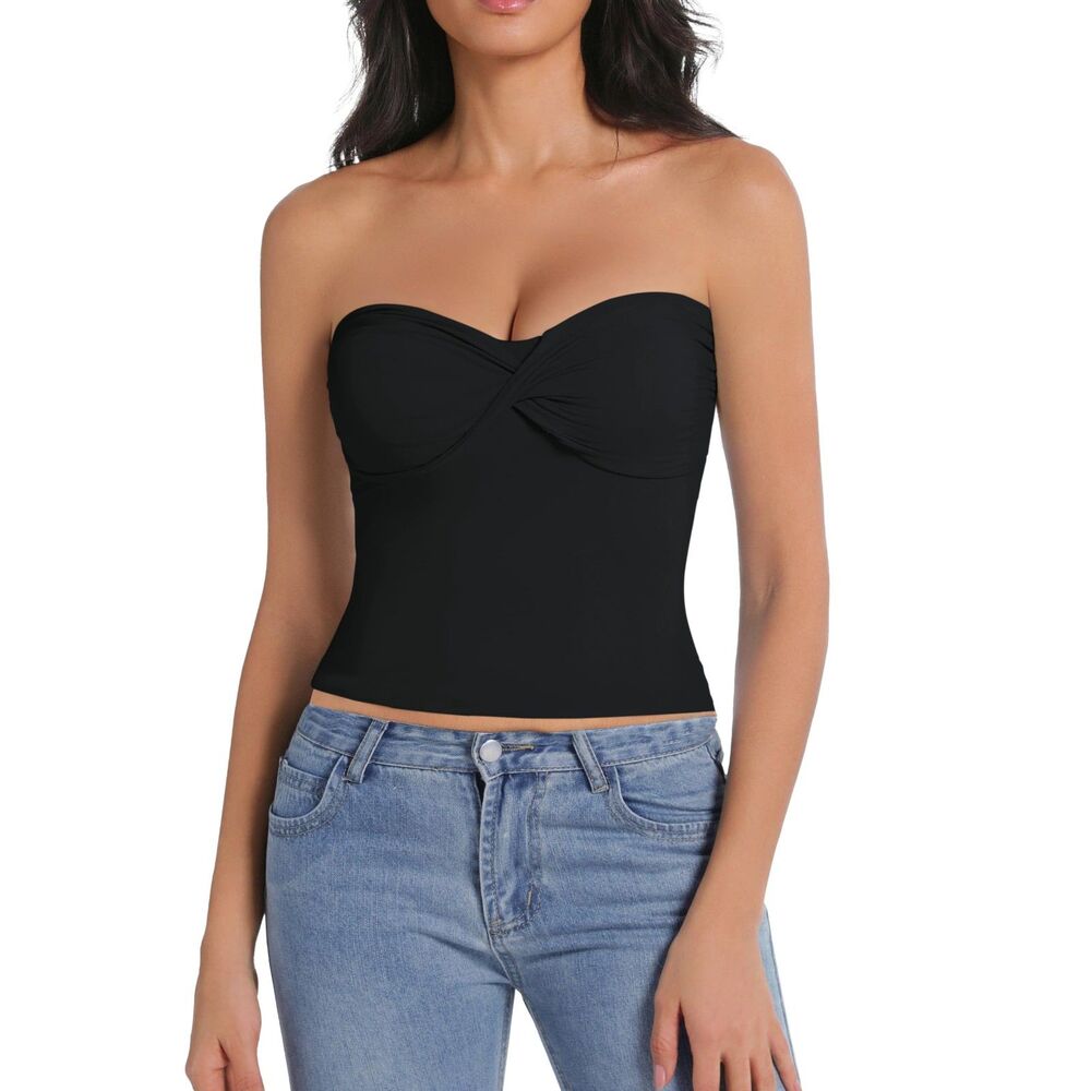 Backless Strapless Bandeau Tops Y2K Basic, SMALL, 15B-163T005